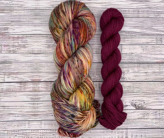 Football Season Sock Set - Hand Dyed Yarn - Superwash Merino Nylon - Fall Autumn Speckles Gold Burgundy Rust