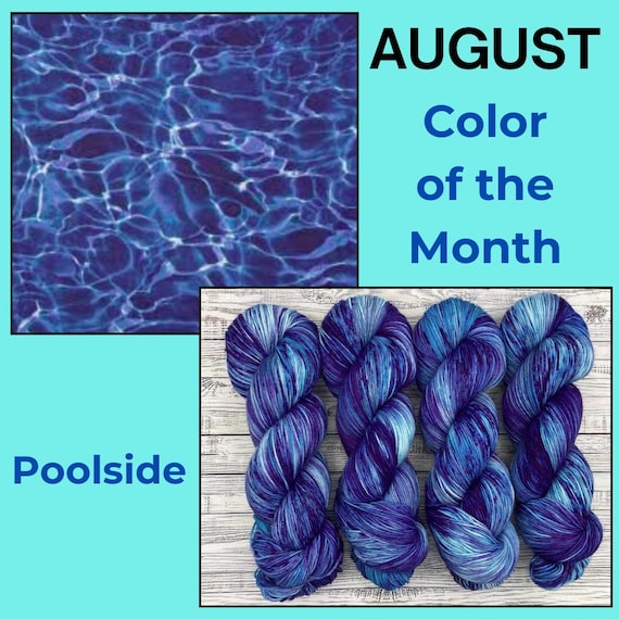 Poolside - August Color of the Month - Hand Dyed Yarn - Knit Crochet Gift - Superwash Merino - Dark Blue Light Blue Speckles - Sock Set