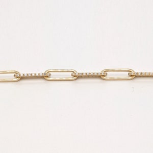 Paper Clip Diamond Bracelet, CVD Diamonds, Yellow or White Gold, 7 sizes are customizable image 2
