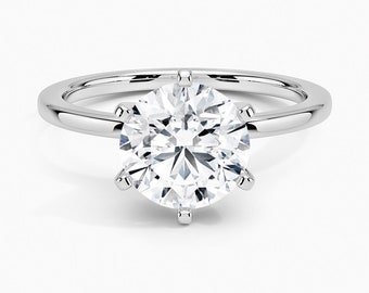 1.00ct IGI Certify Round Diamond Solitaire Engagement Ring, 6-Prong Brilliant Cut Diamond Engagement Ring, Classic Diamond Wedding Ring