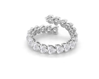 Diamond Coil Heart Ring, CVD Heart Shaped Lab-Grown Diamonds, 14K Gold