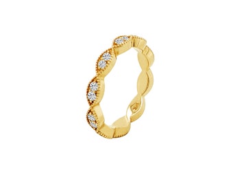 Aliança Eternity completa Marquise, diamantes cultivados em laboratório, ouro 14K, 0,38 ctw