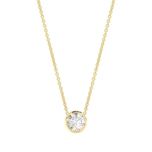 Diamond Bezel Necklace, Dainty Diamond Necklace, Lab Grown Diamond Solitaire Necklace, Single Diamond Necklace, Delicate Necklace