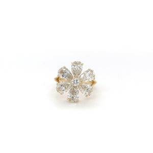 Diamond Clover Ring 14K Gold, CVD Clover Ring, Pear Shape Lab Grown Diamond Ring