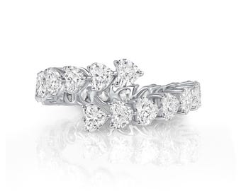 14k White Gold Diamond Ring | Heart Shaped Ring | Open Bypass Promise Ring | Lab Created Diamond Ring | Heart Cut Ring | Best Gifts For Her