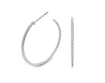 14K Gold Lab Grown Diamond Hoop Earrings: Lightweight D-E VS