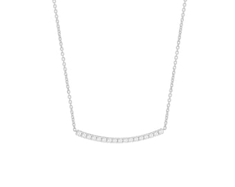 Colar de barra curva de diamante, 0,32ctw, opção para diamantes naturais ou cultivados em laboratório