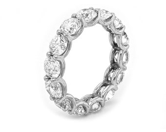 Anillo de eternidad con diamantes de oro de 14 quilates: anillo de diamantes redondos de 4,32 quilates
