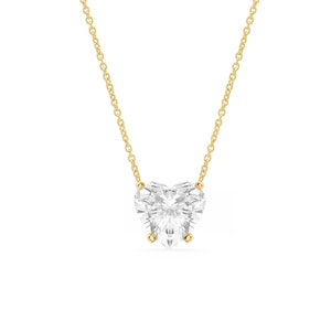 Lab Grown Diamond Heart Necklace, Diamond Heart Solitaire Necklace 14 Karat Gold, Heart Pendant Necklace, Valentines Necklace
