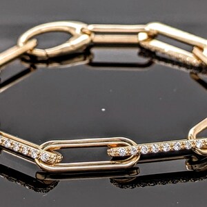 Paper Clip Diamond Bracelet, CVD Diamonds, Yellow or White Gold, 7 sizes are customizable image 4