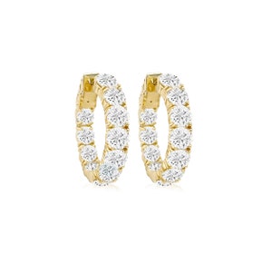 Elegant Lab Grown Diamond Hoop Earrings, 14K Gold 6.17ctw, Luxurious Jewelry for Special Occasions, Perfect Anniversary Gift, Everyday Hoops