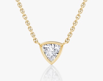 Colar com aro solitário de diamante CVD trilhão de ouro 14K (0,50ctw)