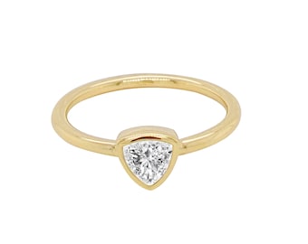 14k Solid Gold Trillion Cut Diamond Ring | Dainty Triangle Cut Ring | Modern Solitaire Ring | Lab Grown Diamond Ring | Dainty Gold Ring