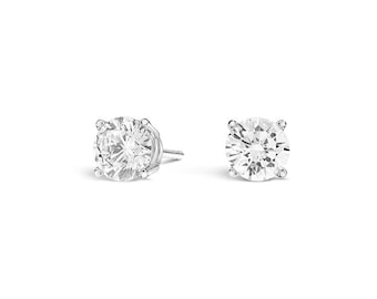 Lab Grown Diamond Stud Earrings: Round Cut 4-Prong Setting