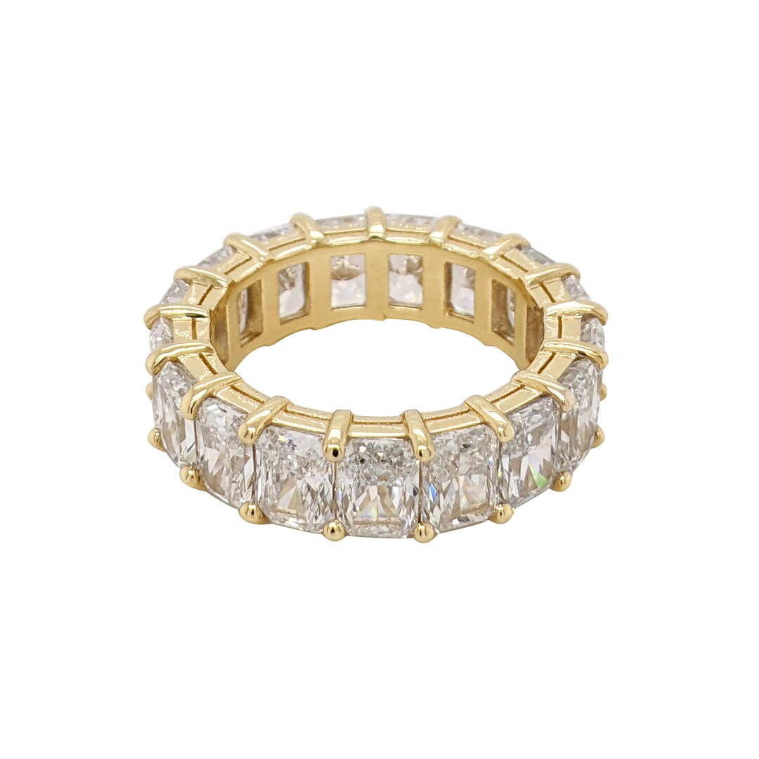 14K Gold Radiant Cut Lab Grown Diamond Full Eternity Ring - Etsy