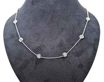 Diamond By The Yard Necklace, Lab Grown Diamonds, 0.20ct per stone, Dainty Diamond Necklace, Diamond Bezel Necklace, Handmade Jewelry