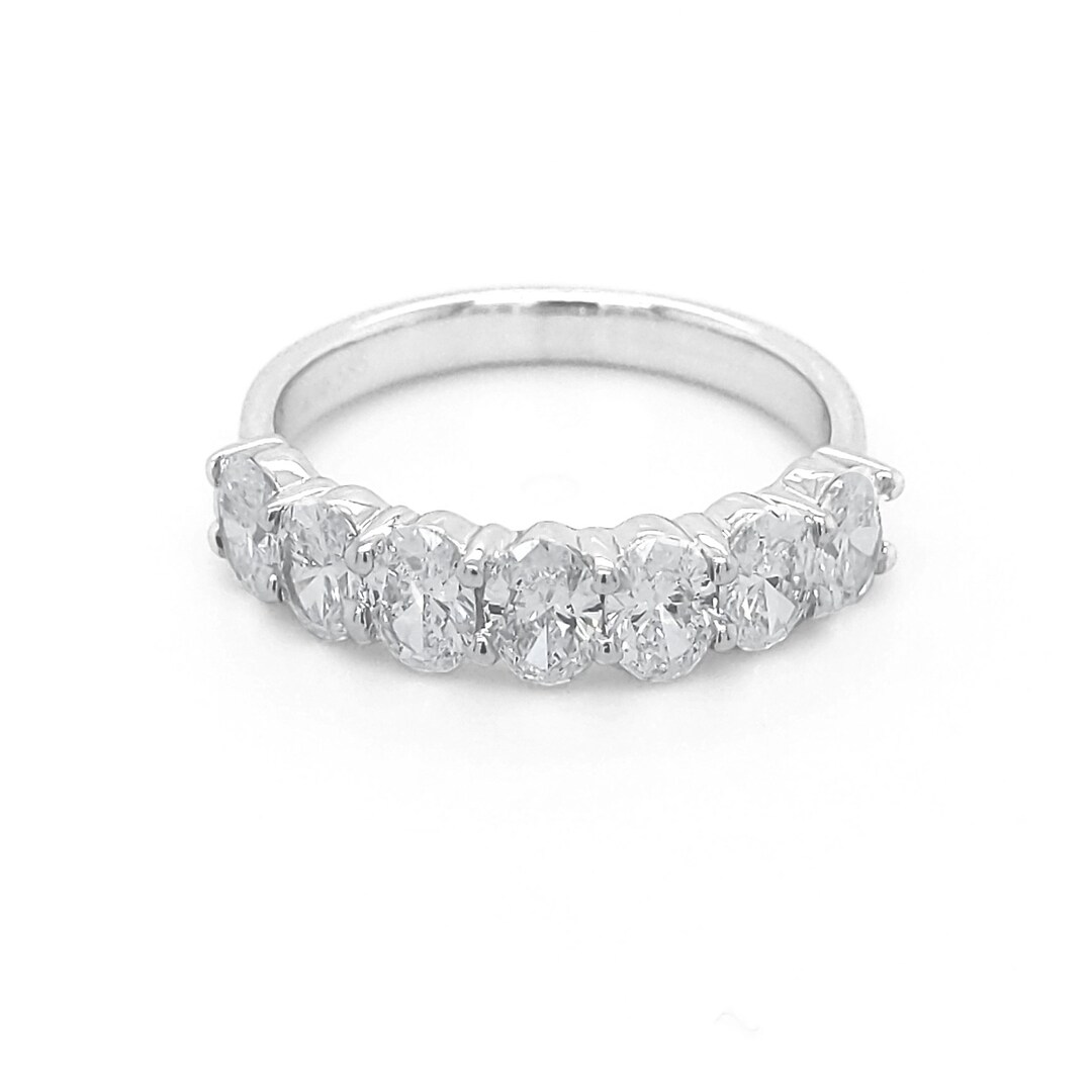 14K White Gold Lab Grown Diamond Wedding Band: Half Eternity Ring - Etsy