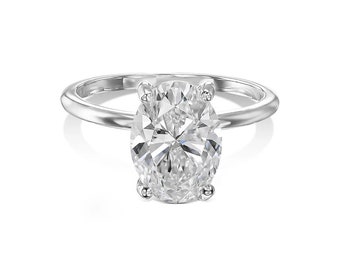 14K Gold Oval Lab Grown Diamond Solitaire Engagement Ring