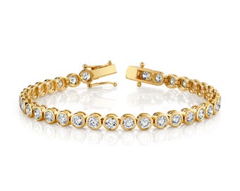 Pulseira de tênis com diamantes cultivados em laboratório em ouro 14K: engaste de moldura, 6,00ctw