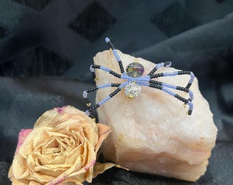Small Beaded Spider - Purple and Black - Bendable