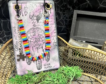 Rainbow Beaded Bracelet - Sterling Silver Plated - 6” Adjustable Length