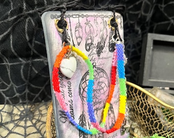 Rainbow Beaded Choker - Sterling Silver Plated - 12-16” - Adjustable Length