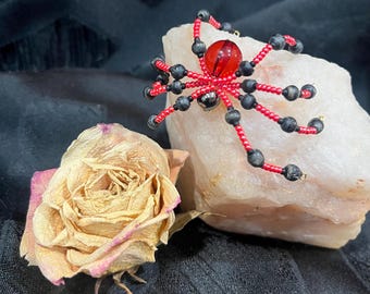 Medium Beaded Spider - Red - Bendable