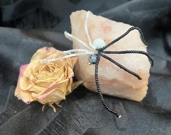 Large Beaded Spider - White and Black - Bendable