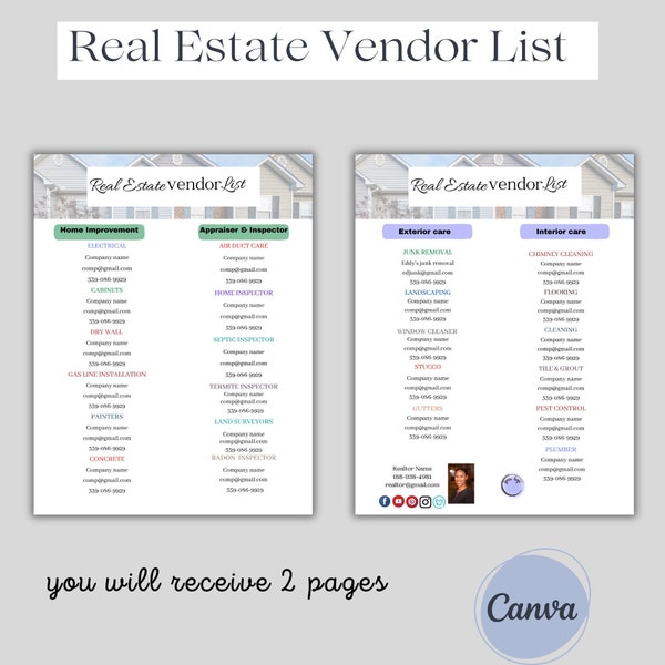 Preferred Vendor List Template Etsy
