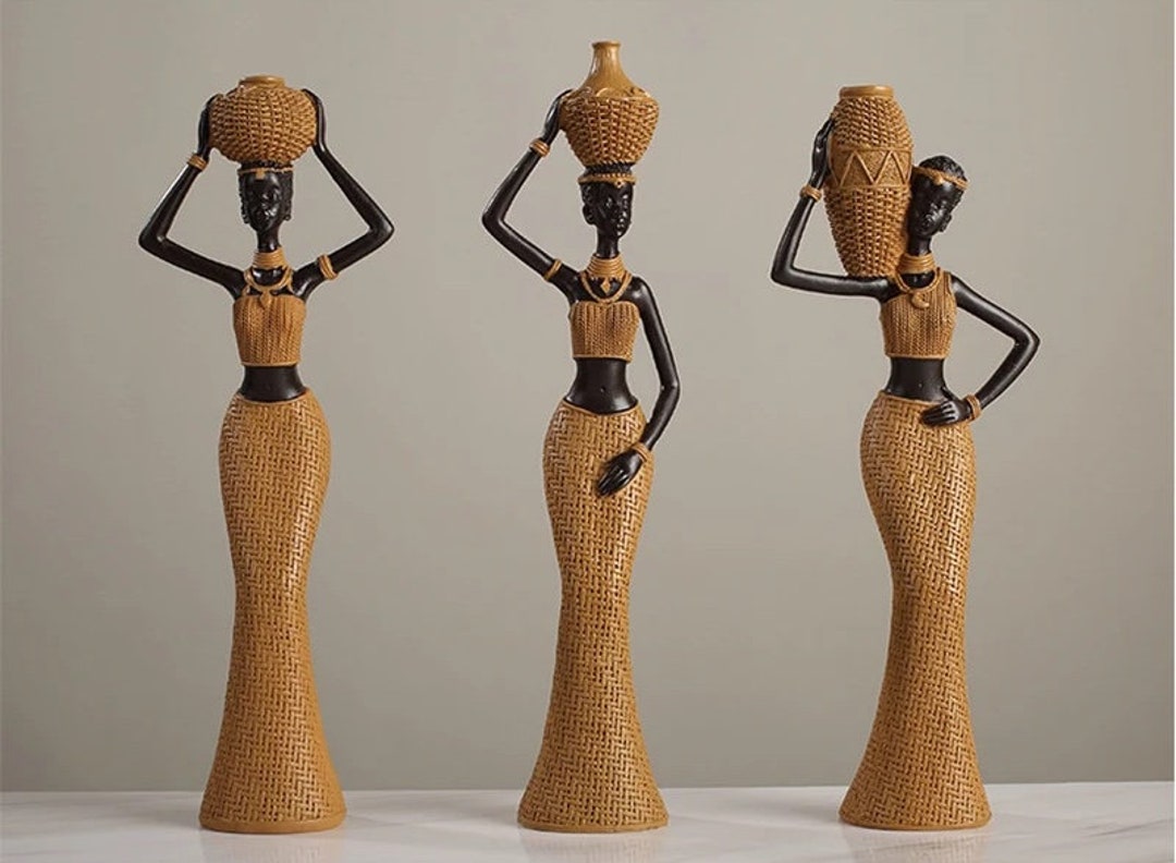 Beautiful Trio of Statues | African Women | Masai Home Decor