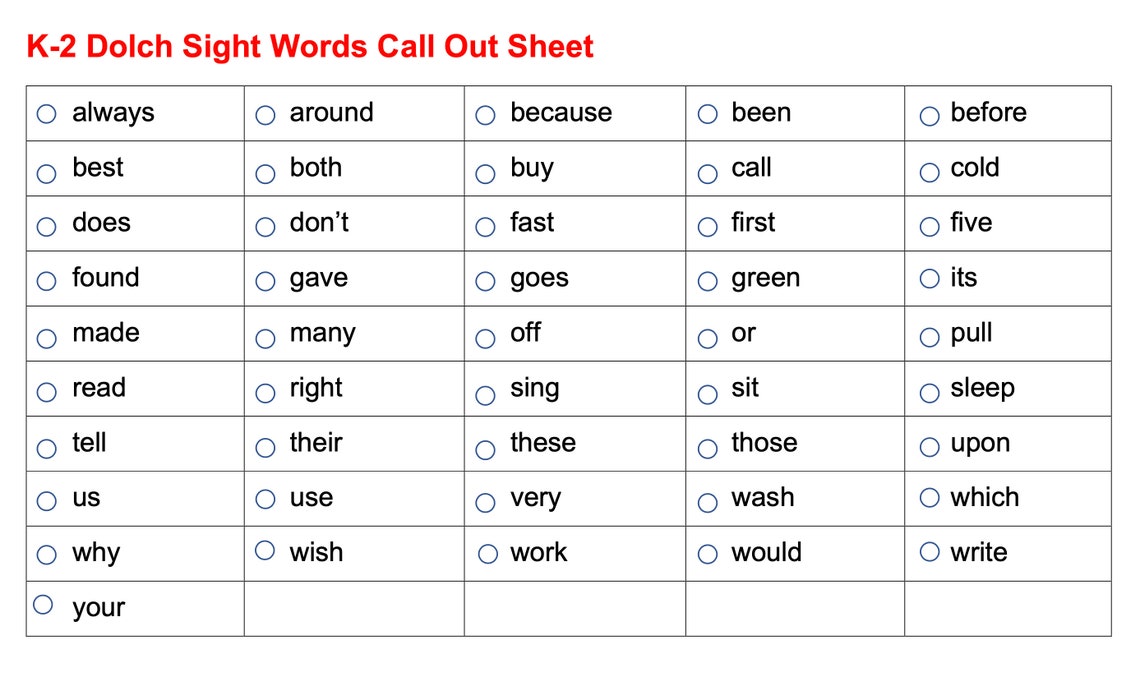 K-2 Second Grade Sight Words Bingo Flash Cards Printables - Etsy