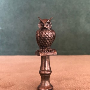 Great Horned Owl Pipe Tamper, Solid Fine Pewter