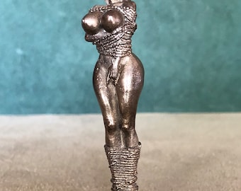 Tied Up Woman Pipe Tamper, Solid Fine Pewter