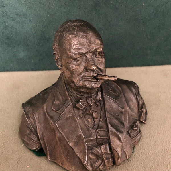 Winston Churchill Bust, Solid Fine Pewter