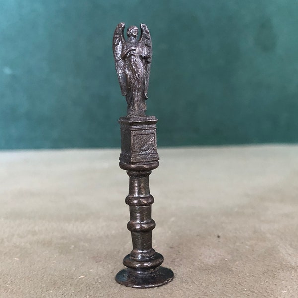 Miniature Angel On Pedestal Pipe Tamper, Solid Fine Pewter