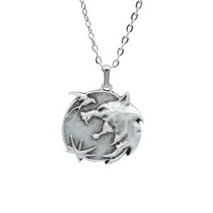 Witcher 3 Silver Necklace - Man Women Silver Necklace - Personalizable Different Chain Models - Antique Silver Plated Necklace