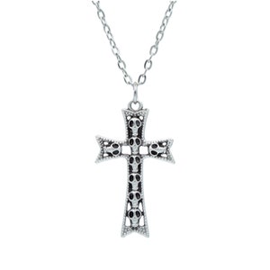 Skull Christian Cross Man Women Silver Necklace - Personalizable Different Chain Models Antique - Silver Plated Necklace