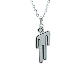 Collier Blohsh : pendentif Billie Eilish plaqué argent antique, chaîne personnalisable