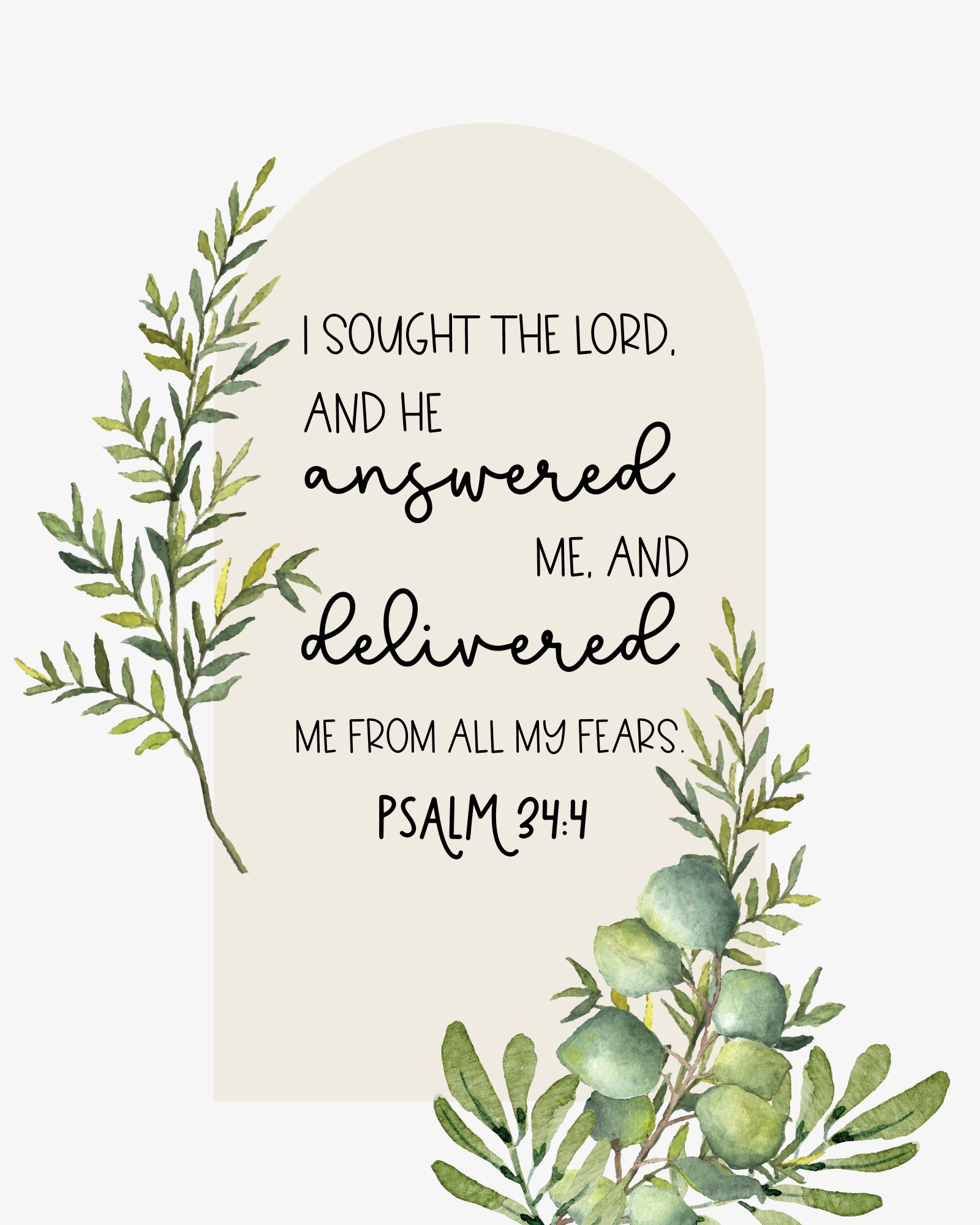 Psalm 34:4 Art Print-digital Download - Etsy