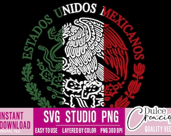 Mexico Svg, Mexican Eagle Svg, Coat of Arms of Mexico Svg, Flag of Mexico Svg, Independence of Mexico Digital File SVG/STUDIO/PNG