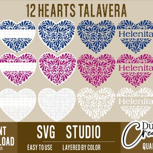 Talavera Hart SVG, 12 Talavera Harten, Bruiloftsdecoratie, Cielito Lindo, Middelpunt, Mexicaanse Decoratie, SVG / STUDIO Digitaal Ontwerp