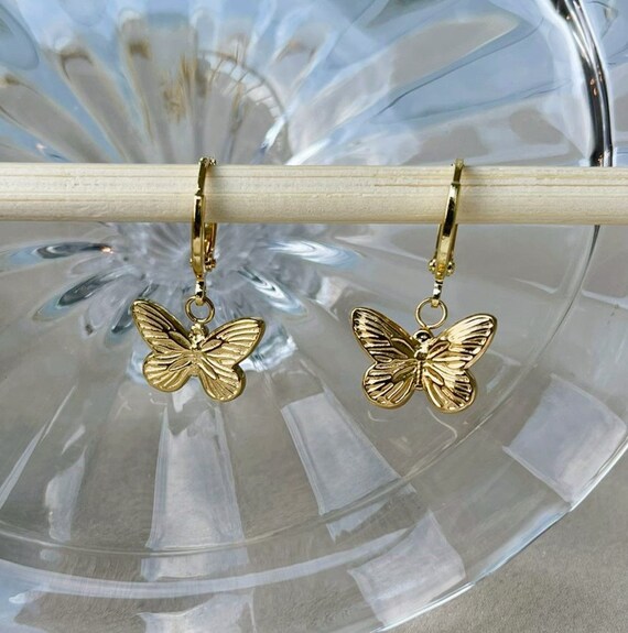 18k gold butterfly sale earrings