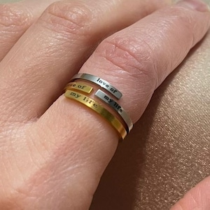 Personalized Ring Custom Name Ring Engravable Ring Adjustable Ring Couples Ring Open Ring Custom Word Ring Stackable Ring Best Friend Gift