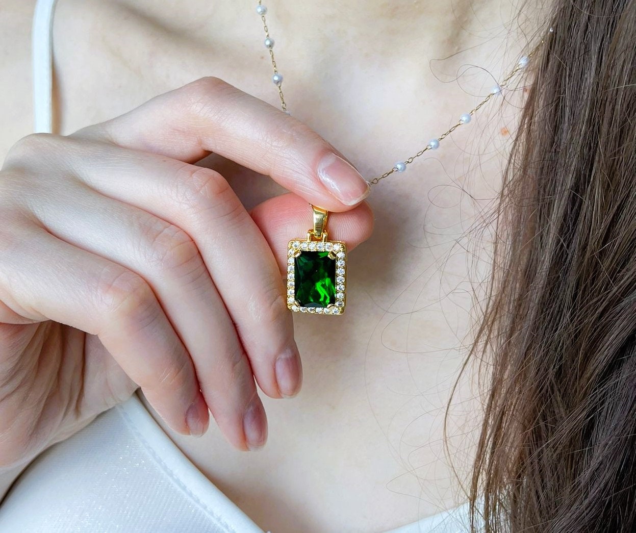 Emerald Square Diamond Necklace – PalsaniJewels.com