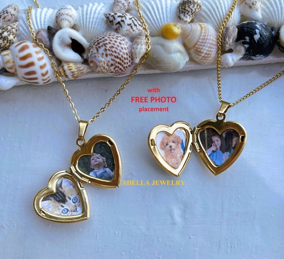 Heart Shaped Photo Frame Gold Silver Pendant Necklace For Women - FRANDELS