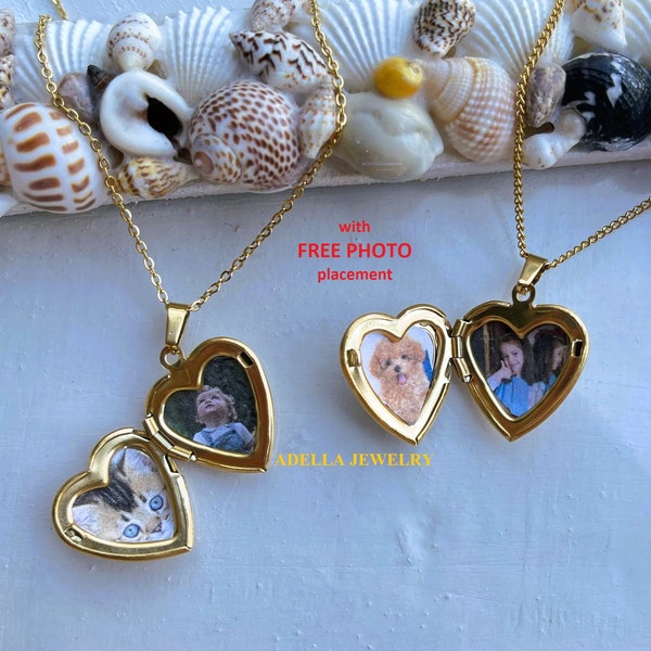 Gouden Vintage hart medaillon HALSKETTING groot klein met foto hanger choker waterdicht bezoedelen gratis ketting hanger gepersonaliseerde vriend cadeau MOM