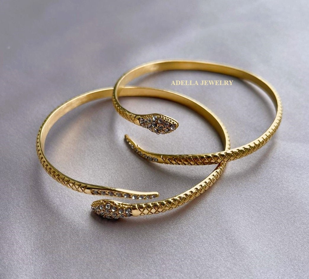 Vintage 14k Gold Multi Gemstone Enamel Coiled Snake Open Hinged Bangle  Bracelet | eBay