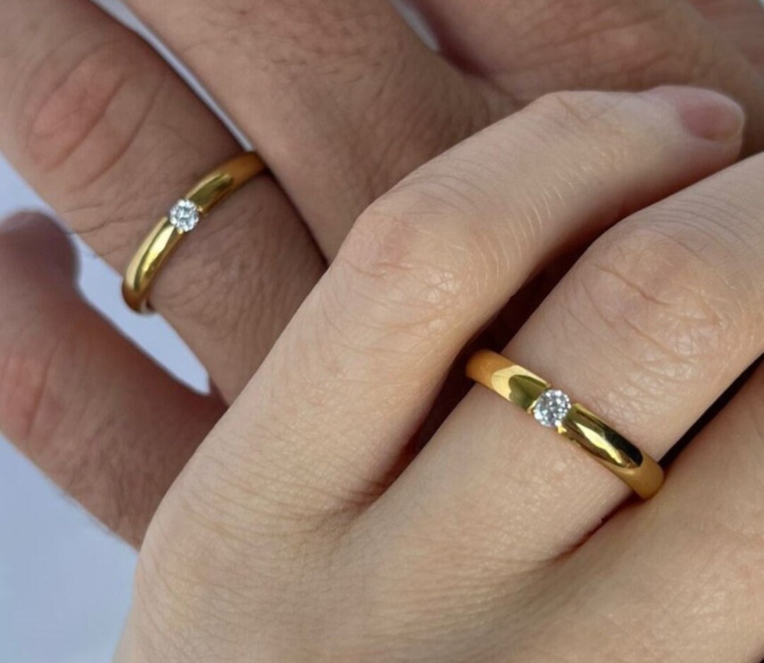 18K Gold Band Ring Wedding Ring Custom Ring Diamond Ring One Etsy