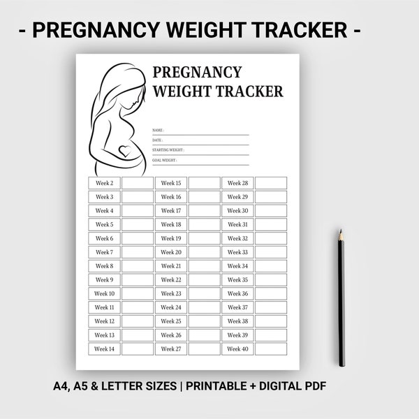 Pregnancy weight tracker printable, Digital weight loss tracker, Pregnancy journal