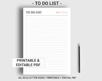 Editable to do list printable digital, Weekly to do template, Productivity planner